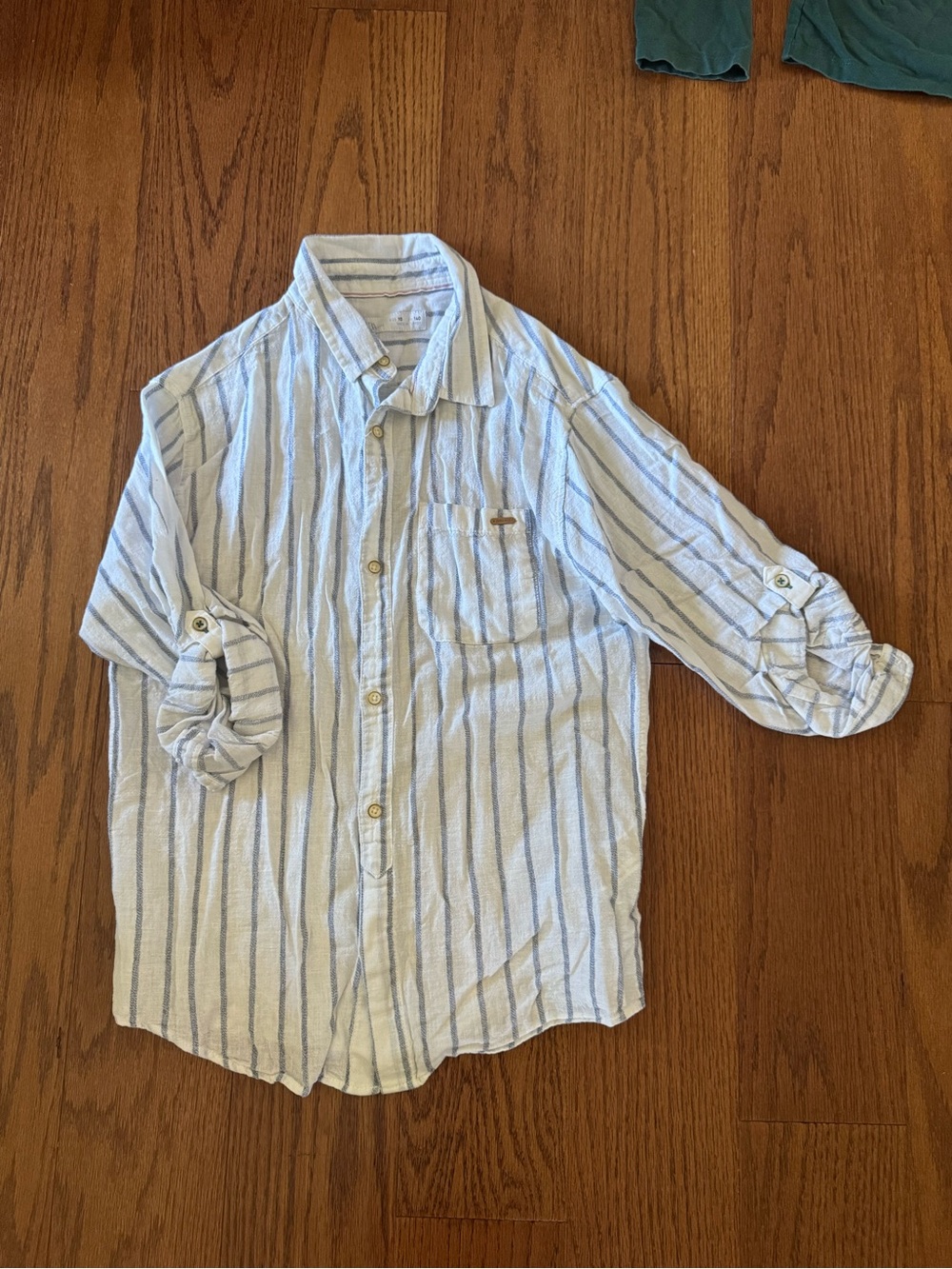 Zara Kids Boy’s Linen Cotton Striped Button-Down Shirt Sz 10